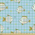thumbnail image 2 of Ambesonne Cartoon Fabric by the Yard Upholstery, Fish Swimming Art, 5 Yards, Sky Blue and Pale Coffee, 2 of 5