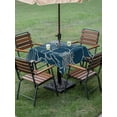 thumbnail image 4 of Outdoor Tablecloths with Umbrella Hole & Zipper, Teal Flowers 60x60 Inch Square Tablecloths, Spring Floral Botanical Modern Art Waterproof Table Cloth, Patio/Pool/Picnic Table Covers, 4 of 8