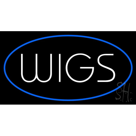 Wigs Oval Blue LED Neon Sign 20 x 37 - inches, Black Square Cut Acrylic Backing, with Dimmer - Bright and Premium built indoor LED Neon Sign for Defence Force.
