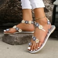 thumbnail image 4 of HAOTAGS Dressy Flat Sandals for Women Plus-size Clip Toe Flower Open Toe Slip On for Vacation Gray Size 7.5, 4 of 9