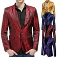 thumbnail image 3 of Stylish Men s Casual Slim Fit Formal One Button Suit Blazer Coat Jacket Tops, 3 of 5