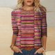 thumbnail image 2 of Gibobby Blusas De Mujer Mujeres Daily Vintages Day Print O Neck Tops Manga de cuartos Cuello redondo Camiseta Impreso Flower Loose Side Split Blusa Túnica（Rojo， XL), 2 of 4