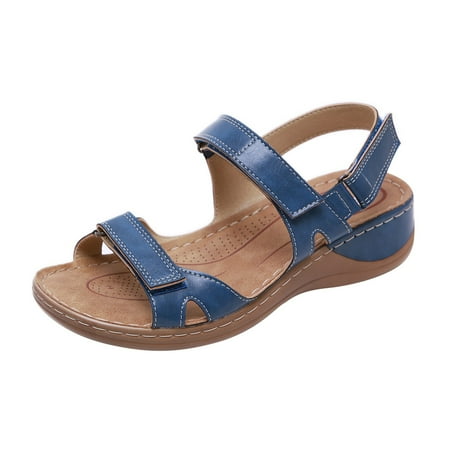 

OAVQHLG3B Sandals Women Beach Vintage Casual Comfortable Durable Mid Wedge Heel Shoes