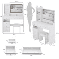 thumbnail image 3 of 41" Large Size Left Drawer Desktop Vanity Table+Cushioned Stool, Extra Large Touch Control LED Mirror,, 3 of 9