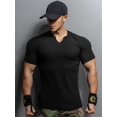 thumbnail image 1 of Camiseta de manga corta con cuello en V para hombre, ropa ajustada de algodón, informal, para gimnasio, Fitness, verano, 2024, 1 of 5