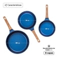 thumbnail image 2 of Juego De 3 Sartenes Zafiro Con Recubrimiento de Inoble Antiadherente 22,24 y 28cm – Color Azul - Kitchen Art - Queen Sense, 2 of 6