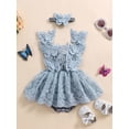 thumbnail image 3 of BemeyourBBs Newborn Baby Girls Birthday Dress Romper Princess Baptism Outfit Wedding Party Dress Lace Butterfly Fly Sleeve Mesh Skirt Hem Backless Jumpsuits Playssuit with Headband, 3 of 9