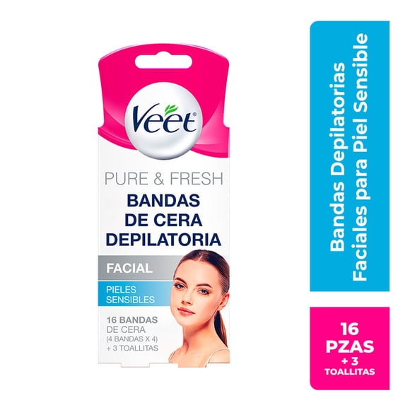 Bandas faciales Veet Hipoalergénico Piel sensible 16 Bandas