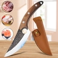 thumbnail image 2 of MDHAND Kitchen Knife with Finger Hole, Brown Wood Handle, 2 of 7