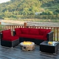 thumbnail image 1 of Costway 5PCS Patio Rattan Furniture Set Cushioned Sofa Chair Coffee Table Red, 1 of 9