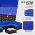 thumbnail image 2 of Outsunny 7 Pieces Patio Furniture Set with Cushions, PE Rattan Outdoor Conversation Set, Sectional Furniture Sofa Set with Glass Top Coffee Table and Pillows, for Garden, Lawn, Deck, Blue, 2 of 9