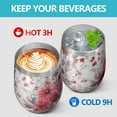 thumbnail image 4 of 12oz Stemless Wine Tumblers Pioneer Flower Vacuum Insulated Stainless Steel Travel Tumbler Cups Mug with Lid and Straw for Champaign,Cocktail,Beer with Cleaning Brush, 4 of 5