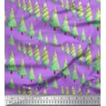 thumbnail image 1 of Soimoi Purple Moss Georgette Fabric Text & Christmas Tree Printed Craft Fabric by the Yard 42 Inch Wide, 1 of 3