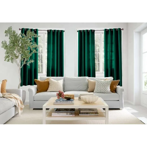 Gorgeous Home Linen 2-Panels Mira Solid Semi Sheer Window Curtain Faux Silk Bronze Grommets 55in. x 63in Each Piece