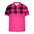 thumbnail image 4 of DDAPJ pyju Men Big and Tall Polos Shirt Short Sleeve Plaid Print Collared Tshirt Regular Fit Casual Golf Shirt Lightweight Business Office Tops Lightning Sales of Today Hot Pink S, 4 of 6