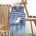 thumbnail image 2 of TOWED22 Toddler Baby Boy Outfit Short Sleeve Crew Neck Shirt and Plaid Elastic Waist Shorts Set Infant Summer Clothes Dark Blue,2-3 Y, 2 of 4
