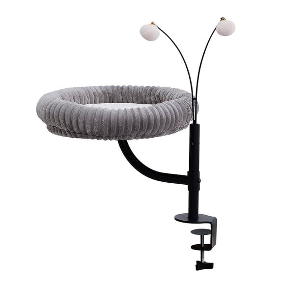 Petpals NestFlex Desk Mount Cat Perch System with Removeable Bed for Space Saving, Gray