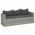 thumbnail image 4 of vidaXL 3 Seat Patio Sofa Outdoor Conversation Sofa with Cushions Poly Rattan, 4 of 6