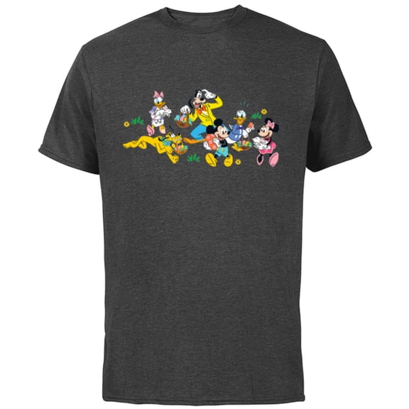 Disney Mickey and Friends Easter Egg Hunt - Short Sleeve Cotton T-Shirt for Adults - Customized-Charcoal