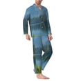 thumbnail image 2 of Wukai Majestic Deer Mountain Lake Men's Long-Sleeve Pajama Set - Comfortable Sleepwear with Button-Down Shirt and Pants-Medium, 2 of 6