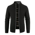 thumbnail image 2 of YMNXA Men'S Casual Cardigan With Pockets Long Sleeve Stand Collar Solid Color Zip Up Plush Thickened Warm Knitted Sweaters For Daily Wear Black L, 2 of 4
