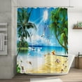 LQXZWJY Ocean Beach Print Shower Curtain 70X70 Inch with 12 Plastic