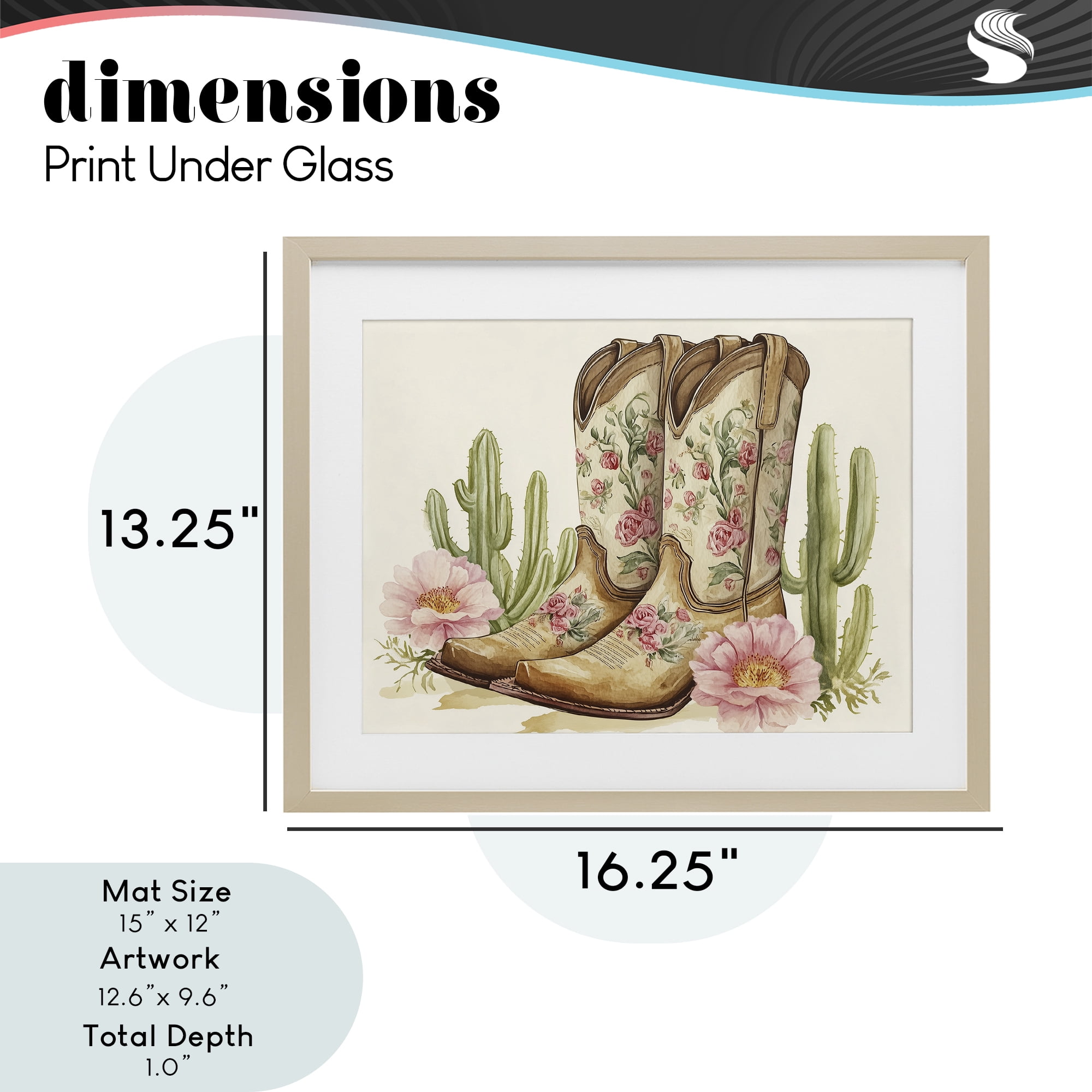 Stupell Industries Floral Boots & Cactuses Birch Framed Print Under Glass, design by Heidi Kuntz