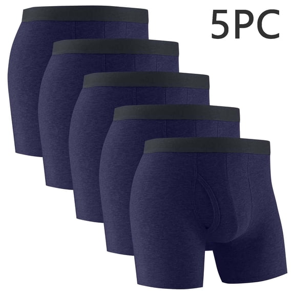 YSUEJPF 5 Pack Mens Boxer Briefs Pouch Support Open Fly Full Coverage Underwear Basic Solid Comfortable Stretchy Athletic Underpants