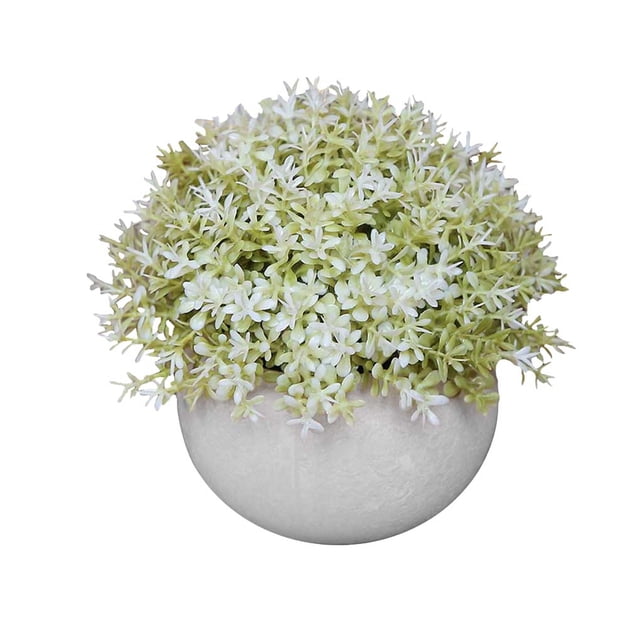 Bola de hierba artificial en maceta, simulación de hierba, decoración de plantas, decoración de la mesa de la oficina en casa, hierba tipo 3, blanco Advancent HA7593-03B
