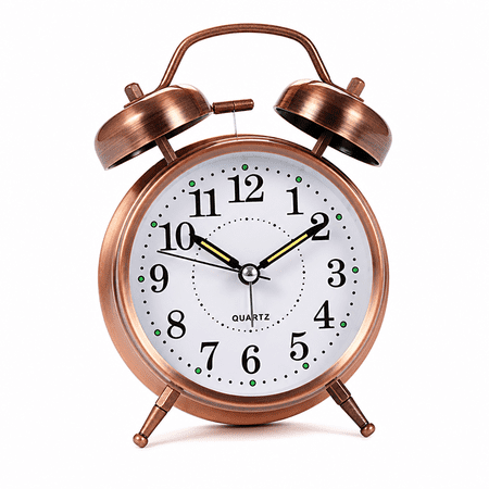 AURENIX Vintage Alarm Clock Extra Loud Twin Bell Retro Clock - Copper Metal