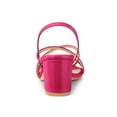 thumbnail image 2 of BLISSFUL STEP Women's Solid Color Strappy Slingback Block High Heels Sandals Hot Pink 8, 2 of 7