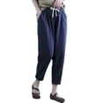 thumbnail image 2 of Pantalones casuales de algodón y lino para mujer, pantalones Hallen recortados, pantalones Radish, pantalones deportivos de lino de cintura holgada de color sólido de verano para mujer, 2 of 2