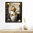 thumbnail image 4 of Wuche Funny Dog Bathroom Decor Wall Art Black and White Bathroom Wall Decor Golden Retriever Pictures Canvas Print Artwork Dog In The Toilet Bathroom Decor With Black Vintage Wood Framed, 4 of 4