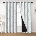 thumbnail image 2 of Lfeey Teal Grey Tree Branch Blackout Curtains 2 Panels 63 Inches Long, Thermal Insulated Room Darkening Grommet Top Drapes For Living Room, 2 of 7
