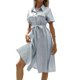 thumbnail image 3 of VISgogo Vestido de manga corta para mujer con estampado de moda, botón de solapa, vestido de longitud media con cinturón VISgogo  moda, 3 of 5
