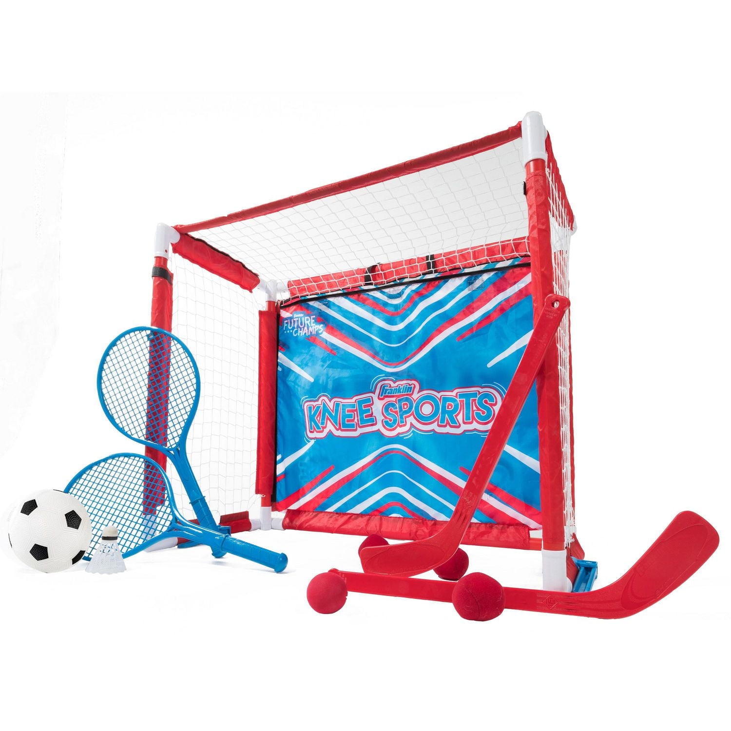 Franklin Sports Model #60274K2 Kids Knee Sport Combo Gaming Set - Knee Hockey, Shootout, Knee Volleyball, Knee Badminton, Soccer & Target Toss - 6-in-1 Goal Combo Set