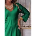 thumbnail image 3 of Women's Full Size V Neck Long Sleeve Midi Dress 95% Polyester 5% Spandex Not Lined Classic Everyday Easy Care Wear, 3 of 12
