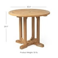 thumbnail image 6 of Ash & Ember Grade A Teak 35" Round Dining Table, Indoor Outdoor Solid Wood Patio or Porch Dining, Slatted Surface, Fits 3 People Comfortably, Weather-Resistant Furniture, Umbrella Hole, 6 of 6
