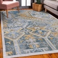 thumbnail image 3 of Ethnic Decorative Rug, Grunge Themed Abstract Artwork of Traditional Tribal Shapes and Ornaments, Quality Carpet for Bedroom Dorm and Living Room, 6 Sizes, Sea Blue, by Ambesonne, 3 of 4