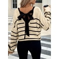 thumbnail image 6 of Eytino Womens Sweaters Long Sleeve Back Bow Sweater V Neck Fall Color Block Pullover Tops, 6 of 10