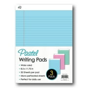 iScholar iQ 3 Pack Pastel Writing Pads, Asst. Colors, 8.5" x 11.75" (58113)