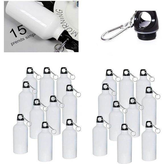 INTBUYING 50pcs 750ml Aluminium Water Bottle with Safe Lock White
