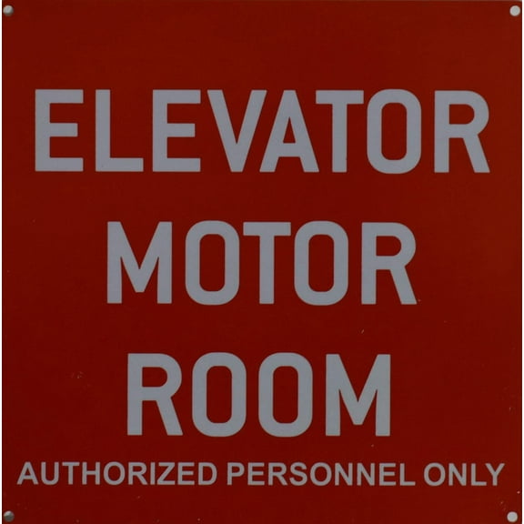 Elevator Motor Room Sign (red,10x10,Aluminium Rust Free) (ref-2201)