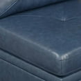 thumbnail image 2 of Samy 37 Inch Modular Armless Sofa Chair- Blue Faux Leather- Solid Wood, 2 of 6