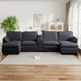 thumbnail image 3 of Wiilayok U Shaped Sectional Sofa,161" Oversized Modular Cloud Couch Sofa with 2 Ottoman and Extra Deep Seat for Living Room，4 Seater Modern Chenille with Central Console USB Port, Grey, 3 of 7