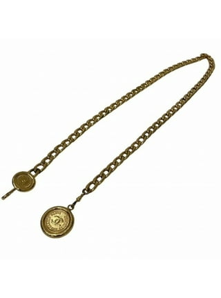 Chanel 4K Gold Leather Braid Chain Belt