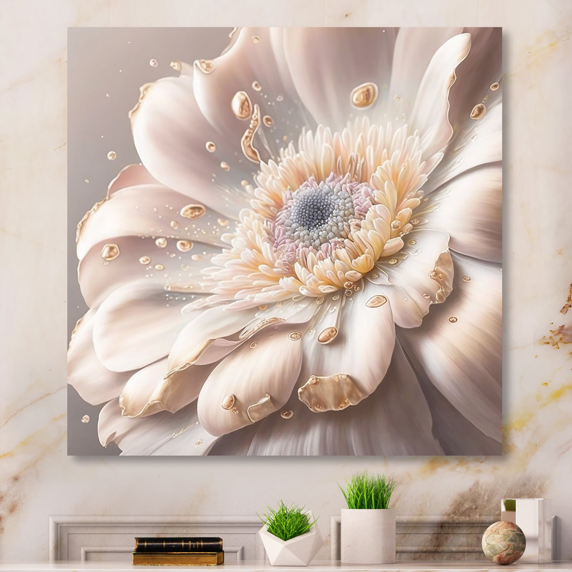 Designart White Watercolor Flower Canvas Wall Art