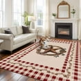 thumbnail image 2 of Rectangle Area Rugs 8 x 10 Ft, Western Texas Star Vintage Non-Slip Residential Carpet, Rustic Wreath Red Beige Plaid Indoor Crawling Mats Runner Rugs for Living Room/Dining Room/Bedroom, 2 of 8