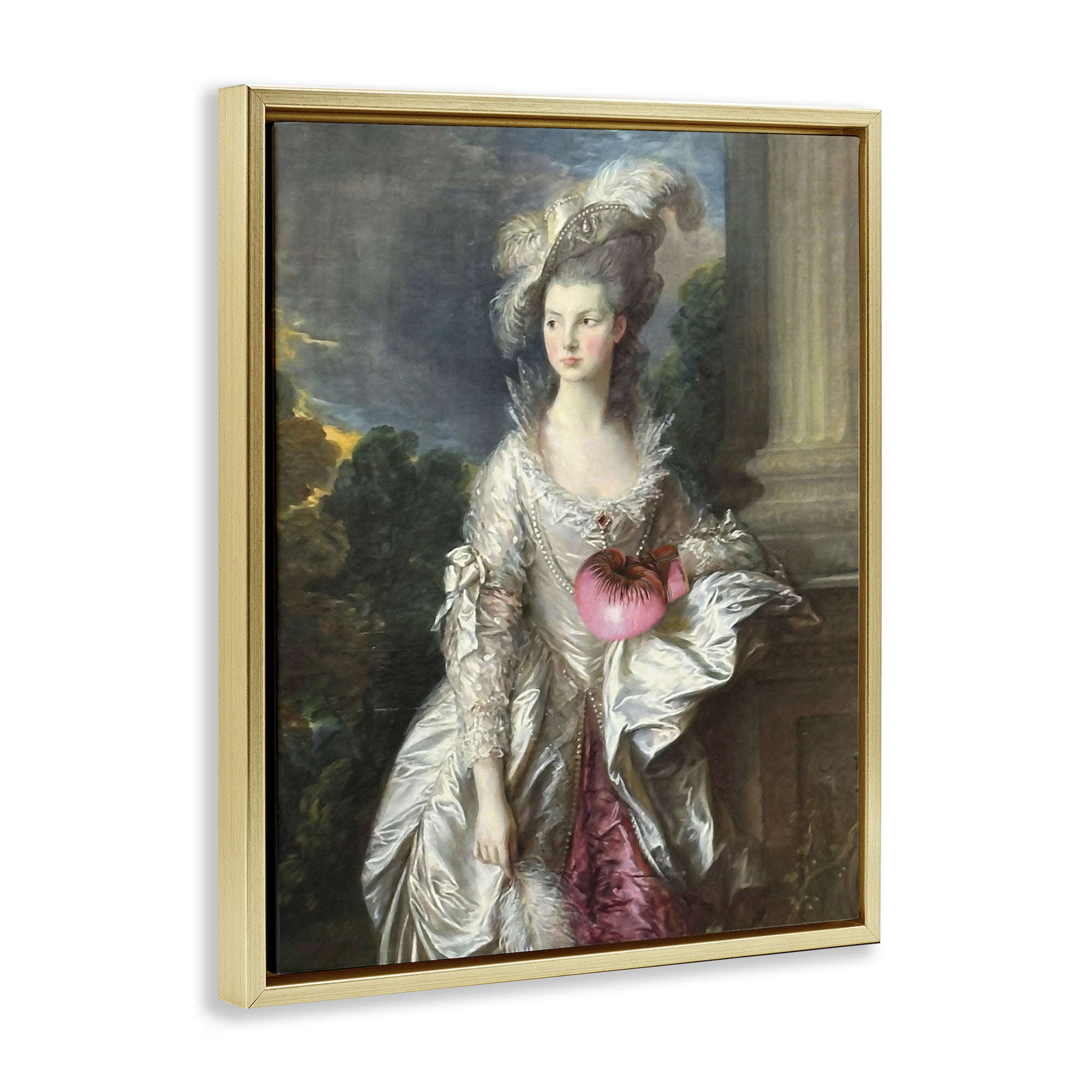 Stupell Industries Historical Lady with Boxing Glove Gold Framed Floater Canvas Wall Art, design by Grotto Studios