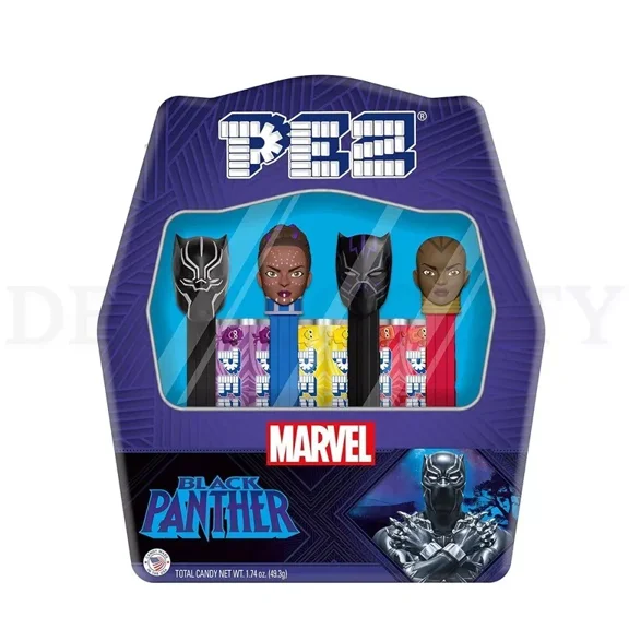 PEZ Black Panther Gift Set - Includes 4 Dispensers 6 candy Refills